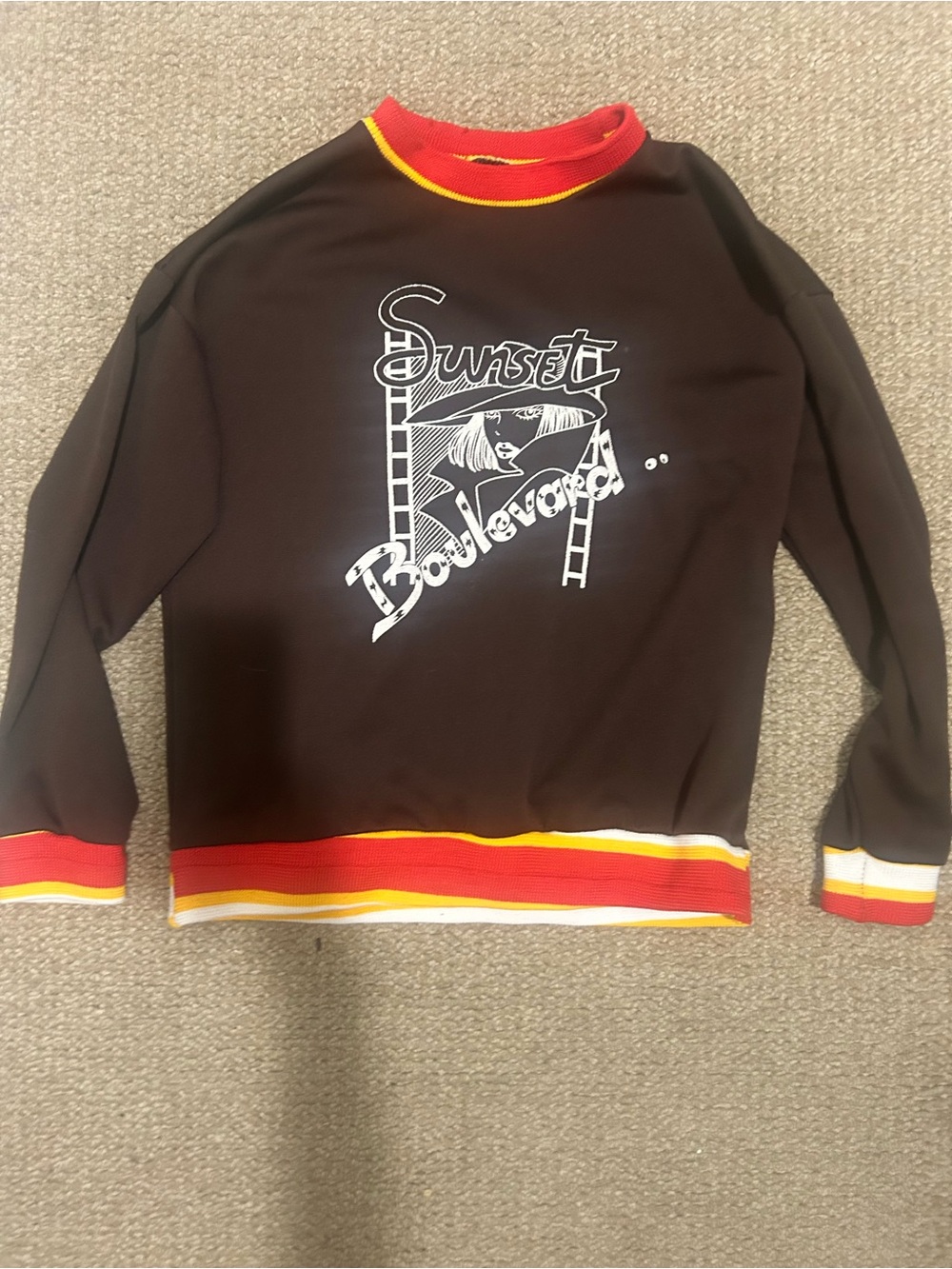 Sunset Boulevard Graphic Pullover - Brown with Red & Yellow Trim